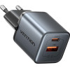 Vention Charger 1x USB-A 1x USB-C Gan 30W Black - (FEWH0-EU)