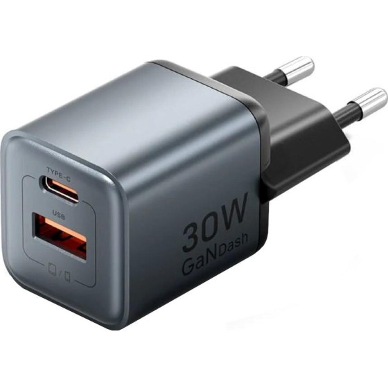 Vention Charger 1x USB-A 1x USB-C Gan 30W Black - (FEWH0-EU)