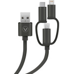Vivanco Data Cable Usb To Micro Usb / Type C / Lightning 0.75m Black - (VNIT3IN1A07MMK)