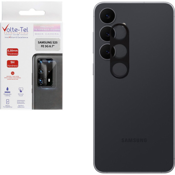 Volte-Tel Tempered Glass Samsung S25 Fe 5G 6.7'' 9H 0.25mm 3D Curved For Camera BLACK