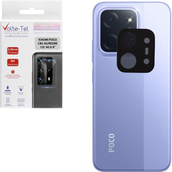Volte-Tel Tempered Glass Xiaomi Poco C85 4G/Redmi 15C 4G 6.9'' 9H 0.25mm 3D Curved For Camera BLACK