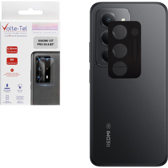 Volte-Tel Tempered Glass Xiaomi Redmi 15 5G 6.9'' 9H 0.25mm 3D Curved For Camera BLACK