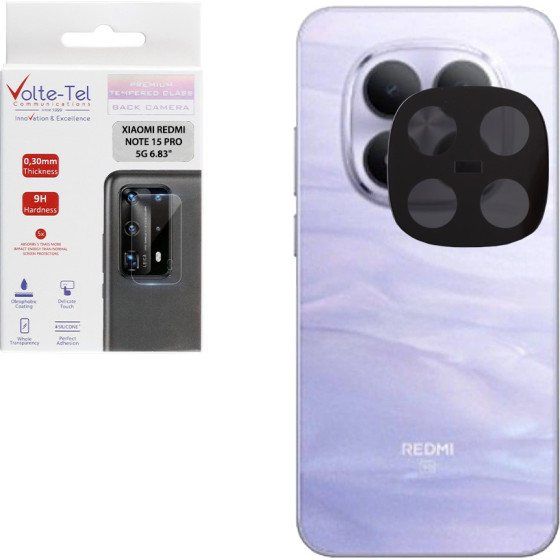 Volte-Tel Tempered Glass Xiaomi Redmi Note 15 Pro 5G 6.83'' 9H 0.25mm 3D Curved For Camera BLACK