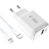 Tech-Protect NCA45W-Gan 2-Port Network Charger Pd 45W / QC3.0 + Lightning Cable WHITE