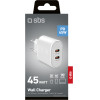 SBS Travel Charger 2 Ports Pd 45W White - (TETR2CPD45W)