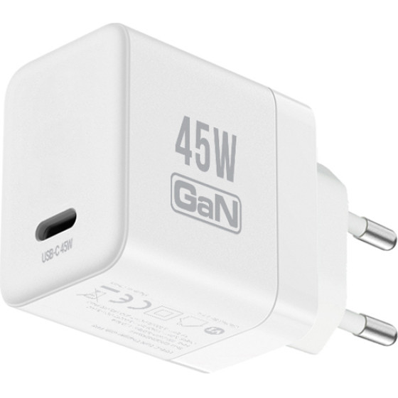 Crong Ultra Compact Gan - USB-C 45W Pd 3.0 Wall Charger With Pps (White) - (CRGGN1C45WHI)