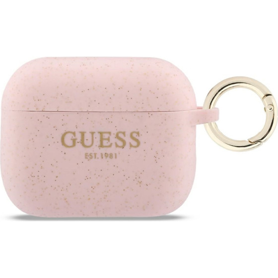 Guess Case Silicone Glitter Ring For Airpods Pro 3 Pink - (GUAP3SGGEP)
