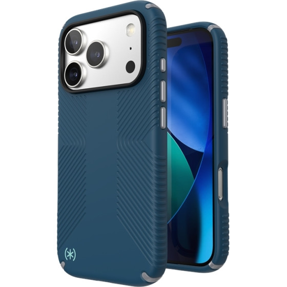 Speck Presidio2 Grip Magsafe - Iphone 17 Pro Case (Deep Sea/Silver Metallic) - (150976-3261)
