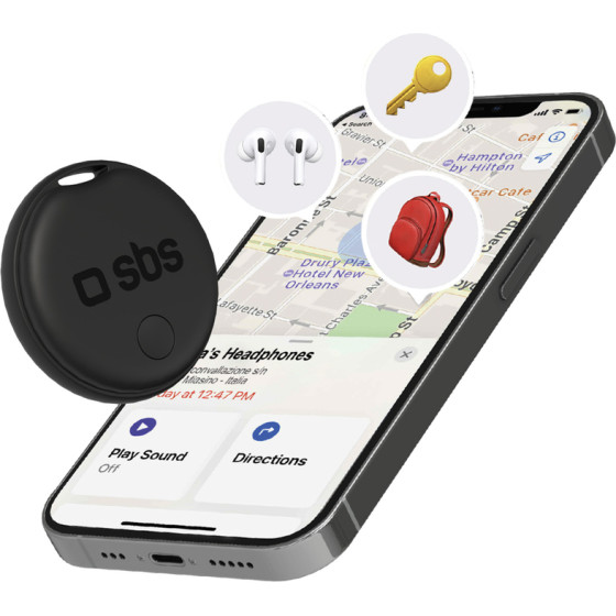 SBS Track My Circle Locator Compatible With Apple Find My - Black - (TEFINDTAGAPK)