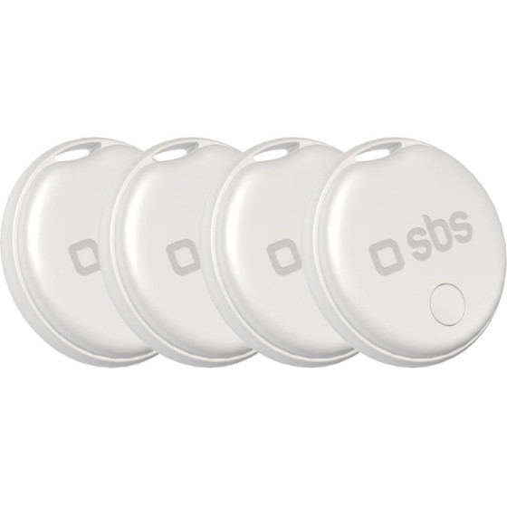 SBS Track My Circle Locator Compatible With Apple Find My Set Of 4 - White - (TEFINDTAGAP4SET)