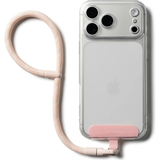 Ringke - Universal Holder Hand Strap Link Flow P-Type - Crossbody Lanyard For Phone Cases, Adjustable - Candy Pink
