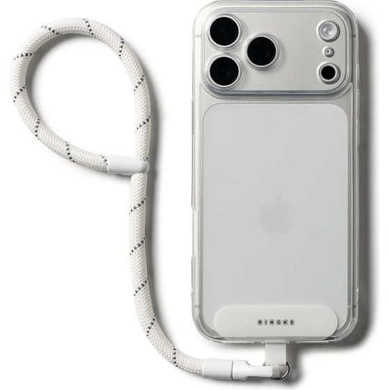Ringke - Universal Holder Hand Strap Link Flow P-Type - Crossbody Lanyard For Phone Cases, Adjustable - Cloud White