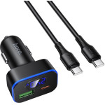 Hoco Car Charger Usb A + Usb C Pd QC3.0 48W + Cable Usb C To C Z63B black