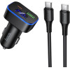 Hoco Car Charger Usb A + Usb C Pd QC3.0 48W + Cable Usb C To C Z63B black