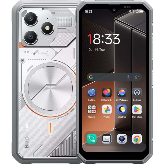 BlackView OCTA-Core Rugged Phone 6.56' (8GB+128GB) Nfc Android 16 With Protective Case Armor Grey Oem - (FORT100-G)
