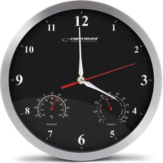 Esperanza Washington Black Mechanical Wall Clock Round Black - (EHC008K)