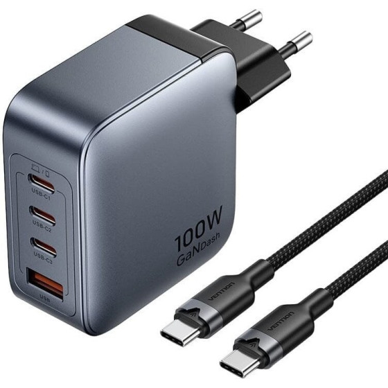 Vention 100W Charger 1xUSB-A 3xUSB-C + Cable - (TZ-FETH0-EU)