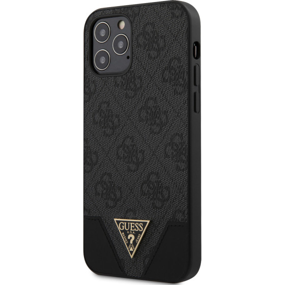 Guess Pu 4G Triangle Case For Iphone 12/12 Pro 6.1 Grey - (GUHCP12MPU4GHBK)