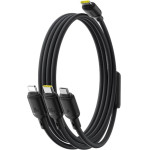 Baseus - Data Cable Silky - Fast Charge, Type-C To Micro-USB, Lightning, USB-C, 100W, 1.5m - Cosmic Black - (P10377706123-00)