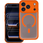 Full Matte Mag Cover Case Compatible With Magsafe For Iphone 15 Pro Hermes Orange OEM