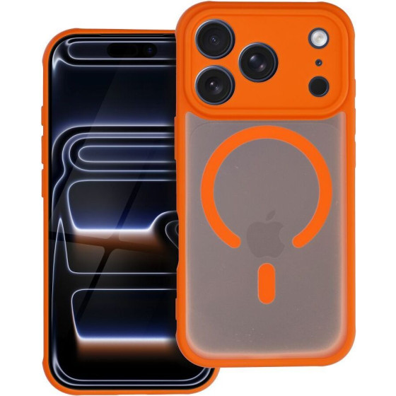 Full Matte Mag Cover Case Compatible With Magsafe For Iphone 16 Pro Hermes Orange OEM