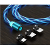 Vivid Led Cable Usb To Type-CLightningMicro Usb Magnetic Blue - (LQM-20240521-2)