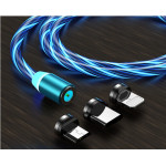 Vivid Led Cable Usb To Type-CLightningMicro Usb Magnetic Blue - (LQM-20240521-2)