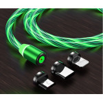 Vivid Led Cable Usb To Type-CLightningMicro Usb Magnetic Green - (LQM-20240521-4)