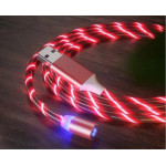 Vivid Led Cable Usb To Type-CLightningMicro Usb Magnetic Red - (LQM-20240521-3)