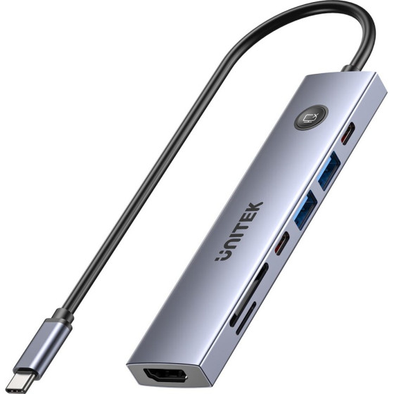 UNITEK USB-C 7-in-1 Pd 100W Hdmi 2.0 Hub With ON/Off Switch - (H1124AGY01)