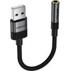 Acefast - Audio Adapter - Usb Male To Jack 3.5mm Female, Plug & Play, High-Fidelity Sound, No Delay, 15cm - Black - (J13)