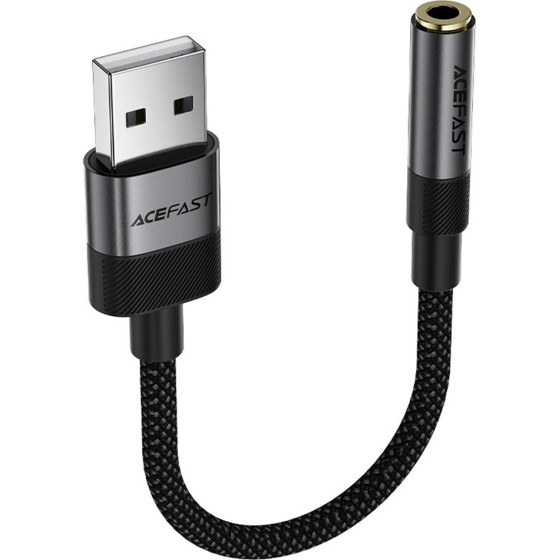 Acefast - Audio Adapter - Usb Male To Jack 3.5mm Female, Plug & Play, High-Fidelity Sound, No Delay, 15cm - Black - (J13)