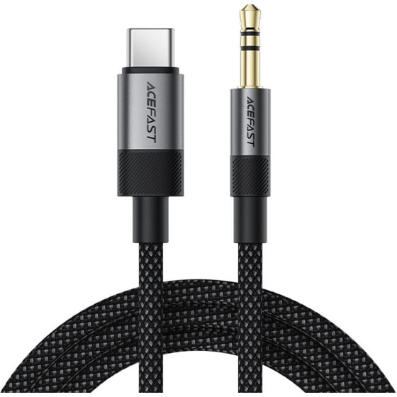 Acefast - Audio Cable (J11) - Mini Jack 3.5mm To Type-C, Aluminum + Nylon Braided, Hi-Fi Sound, Plug & Play, 1m - Black