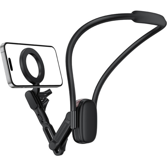 Acefast - Neck Phone Holder - Magnetic Grip For GoPro, Phone, 360� Adjustable, Secure Fit, Strong Magnets - Black - (E32)