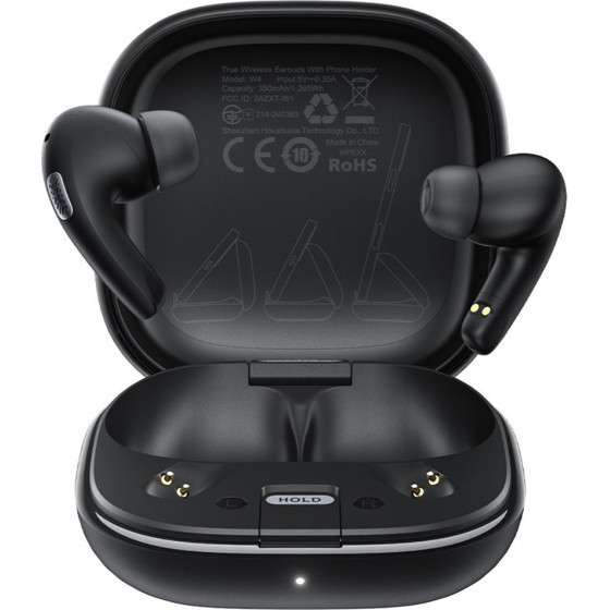 Acefast - Wireless Earbuds (W4) - In-Ear TWS, Bt v5.4, Enc Noise Cancelling, With Built-In Phone Stand, IPX4, 350mAh - Black