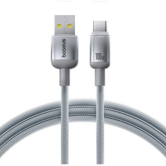 Baseus - Data Cable Discolor - USB-A To USB-C, 100W, 480Mbps, 2m - Silver - (E0420803)