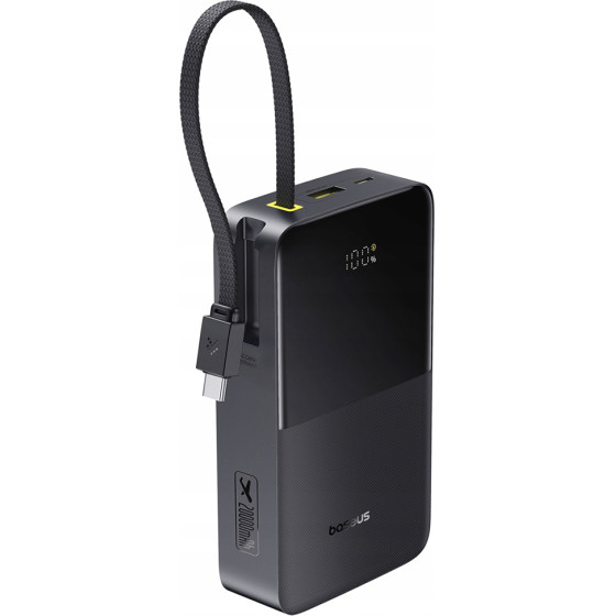 Baseus - Power Bank Enerfill Bipow2 Pro (E0027701) - Built-In USB-C Cable, 20000mAh, 22.5W, Digital Display - Cosmic Black