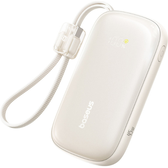 Baseus - Power Bank Enerfill FC21 Qpow 3 Ultra (E0027P01) - Detachable Cable, 20000mAh, 45W, USB, USB-C - Natural Titanium