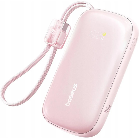 Baseus - Power Bank Enerfill FC21 Qpow 3 Ultra (E0027Q02) - Detachable Cable, 10000mAh, 45W, Digital Display - Nebula Pink
