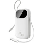 Baseus - Power Bank Enerfill FC31 Qpow 3 (E0028C01) - USB-C/Lightning Cables, 10000mAh, 45W, Digital Display - Moon White