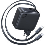 Baseus - Wall Charger Enercore CJ21 - Type-C With Dual Retractable Type-C Cables, 67W, 80cm - Cosmic Black - (E0121D00)