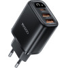Yesido - Wall Charger - With Digital Display, Quick Charge, For Phone, Tablet, 3in1, 2x USB, Type-C, 17W - Black - (YC67)