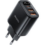 Yesido - Wall Charger - With Digital Display, Quick Charge, For Phone, Tablet, 3in1, 2x USB, Type-C, 17W - Black - (YC67)
