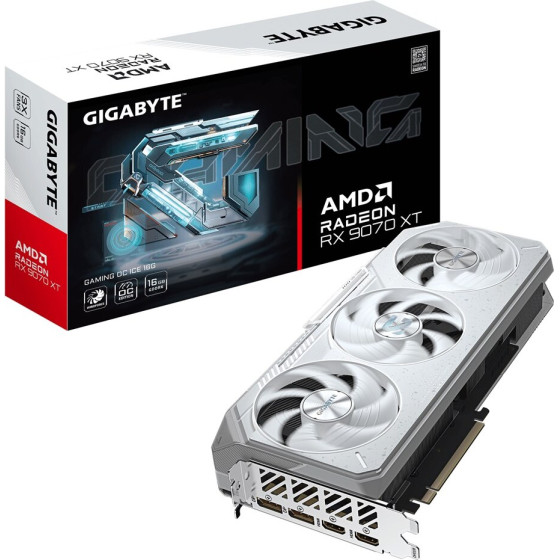 Gigabyte Radeon Rx 9070 Xt Gaming Oc Ice 16G Graphics Card - 16GB GDDR6, 256bit, PCI-E 5.0, 3060 Mhz Core Clock, 2 x DisplayPort, 2 x HDMI, - (GV-R907XGAMINGOCICE-16GD)