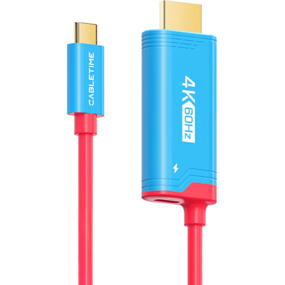 Cabletime ������� USB-C �� Hdmi CT-CMHD4P, 4K/60Hz, PD100W, 2m, ������� - (CT-CMHD4P-PB2)