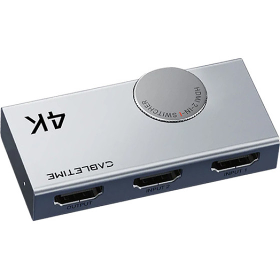 Cabletime Hdmi Switch 2 �� 1, 4K/60Hz, bi-directional, ���� - (CT-HS4K2-AG)