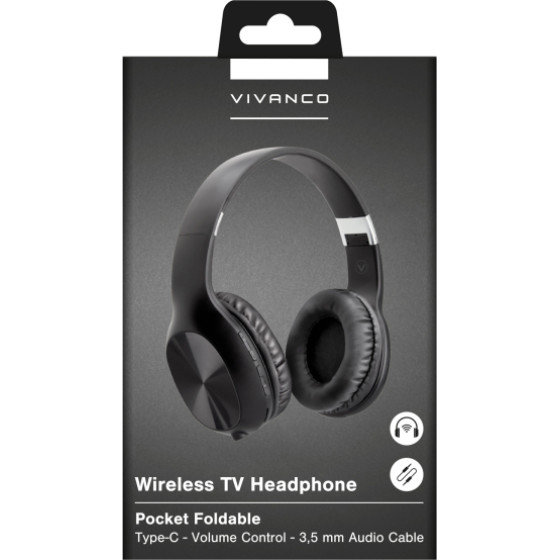 Vivanco Bluetooth Smart Tv Headphones 2 In 1 Black - (VNAHEADBTK)