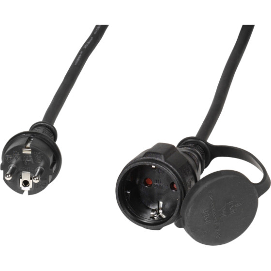Vivanco Schuko Extension Outdoor 1.5mm 3M Black - (EXTSCH1000IP44)