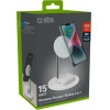 SBS Wireless Charger Qi 2 In 1 Stand 15W White - (WIRMAG2IN1)