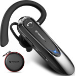 Techsuit - Premium Bluetooth Headset Airtalk - Bluetooth, 20 Hours Talk Time, Type-C, Lightweight, Dual Mic - Black - (CB2)